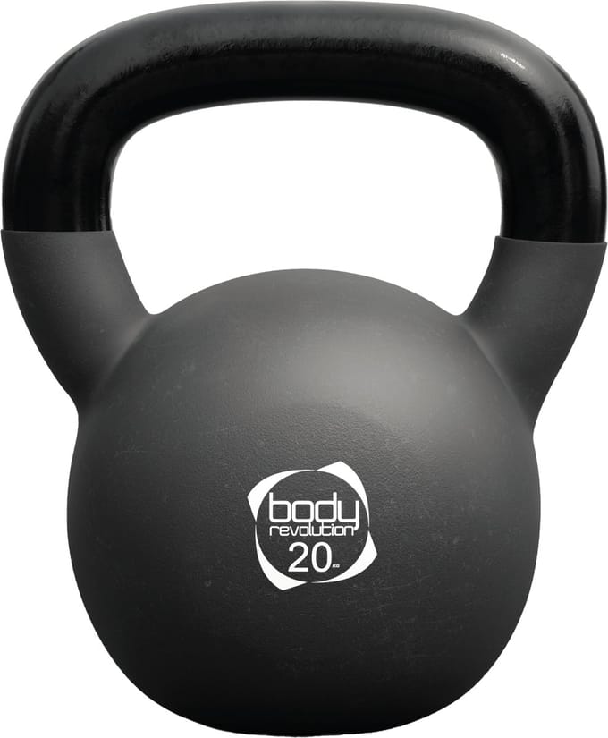 Neopreen kettlebell - zwart - 20kg - ergonomisch handvat