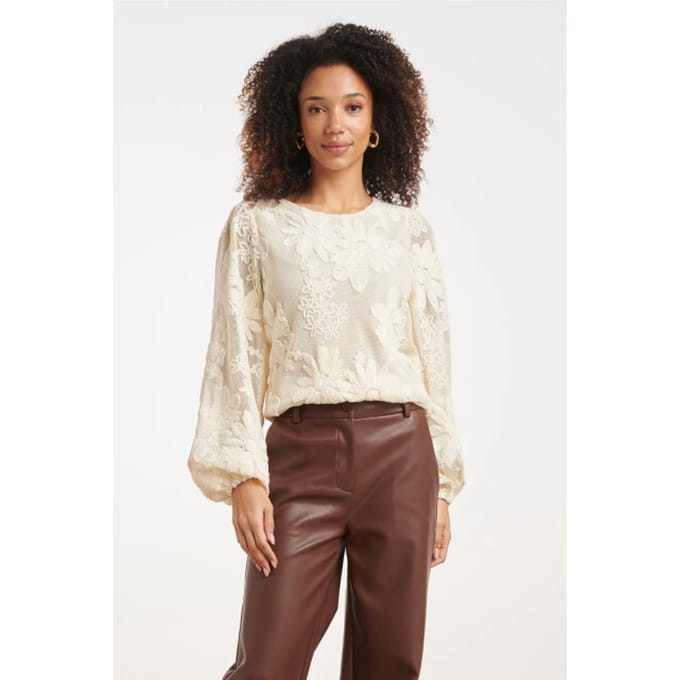 Smashed Lemon Mesh top met 3d bloemenborduursel |