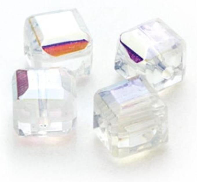 Square glass beads Ab Clear 6x6mm