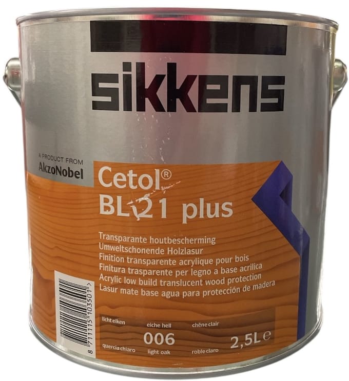 Sikkens Cetol BL 21 plus - Transparante hout impregneer beits - Satijn - Waterbasis - 2.50 L - Lichte Eik