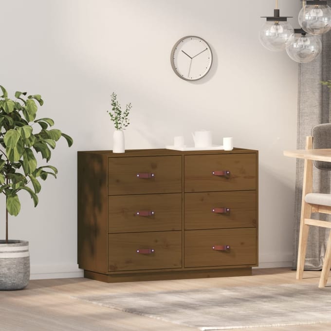 vidaXL - Dressoir - 100x40x75 - cm - massief - grenenhout - honingbruin