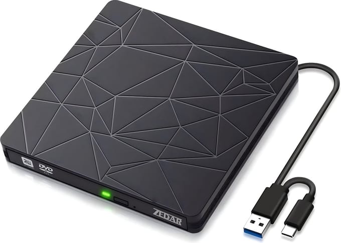 Externe DVD Speler & Brander - DVD/CD Drive voor Laptop & Macbook - Data & Voeding Via USB 3.0 of USB C van Zedar