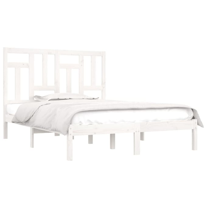 vidaXL - Bedframe - zonder - matras - massief - grenenhout - wit - 140x200 - cm