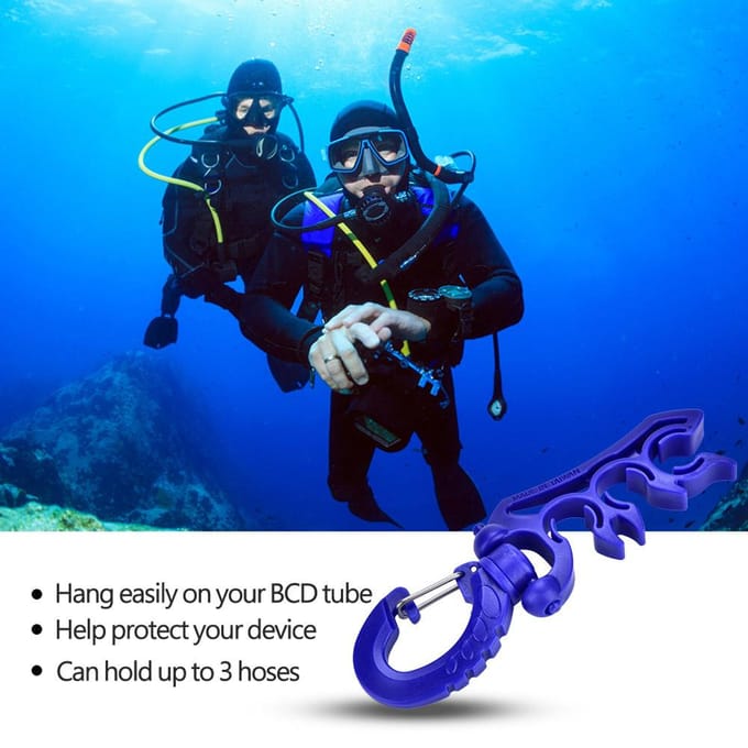 Keep Diving 3 Kleuren Duiken Onderwater Plastic Dubbele BCD Slanghouder met Clip Gesp Haak black