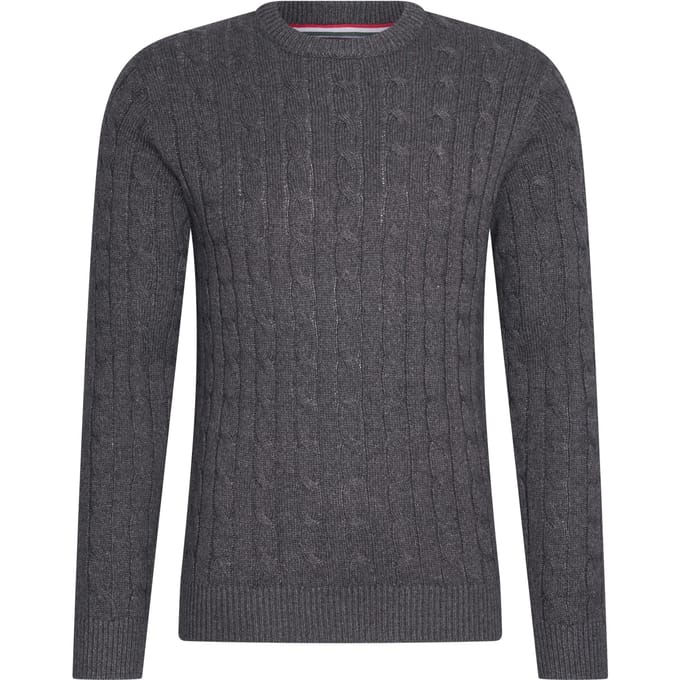Cappuccino Italia - Heren Trui Adria Kabel - Grijs - Maat L