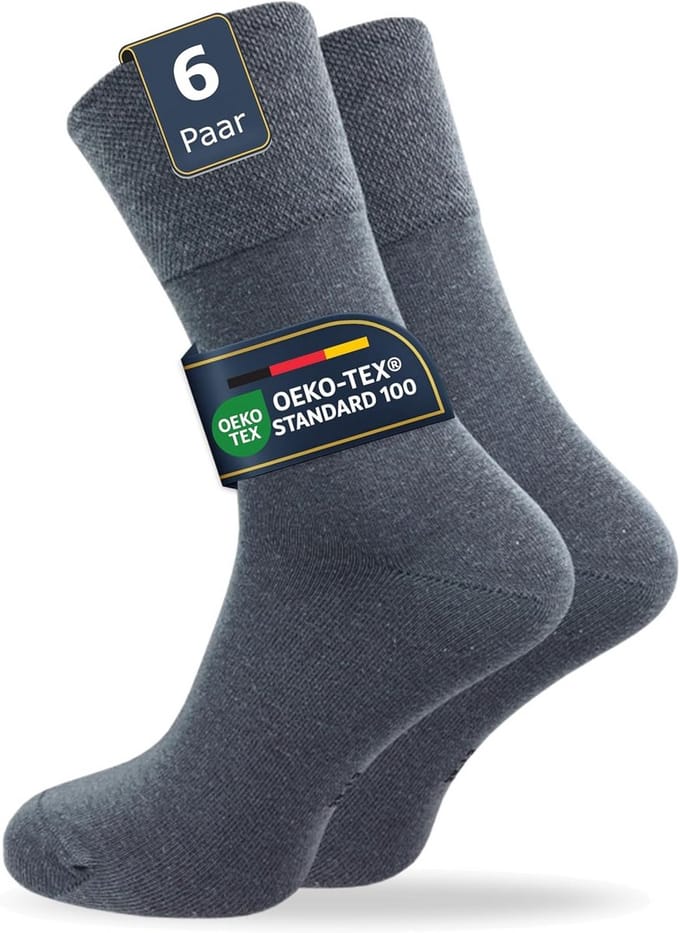Heren Sokken 6 Paar met Extra Brede Comfort Tailleband | Zonder Knellend Elastiek