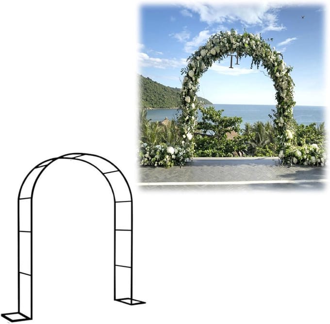 Rozenboog - Bloemensteun - Tuindecoratie - Anti-wind ontwerp - B180xH220cm - Wit