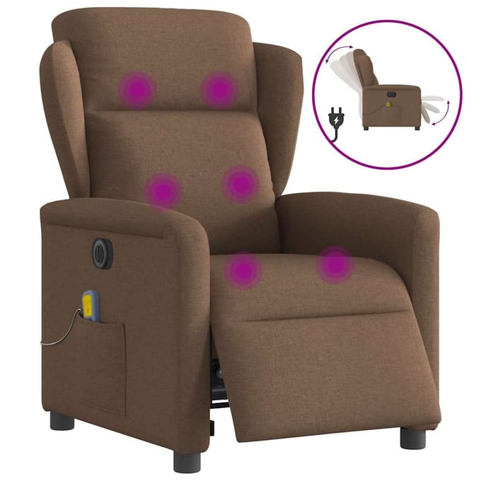 vidaXL - Massagestoel - elektrisch - verstelbaar - stof - bruin