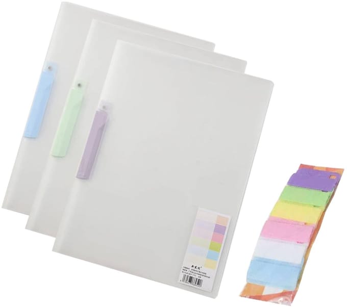 Dailygoods- Mappenset - 3 Draaibare PP-mappen - 6 Creatieve Clips