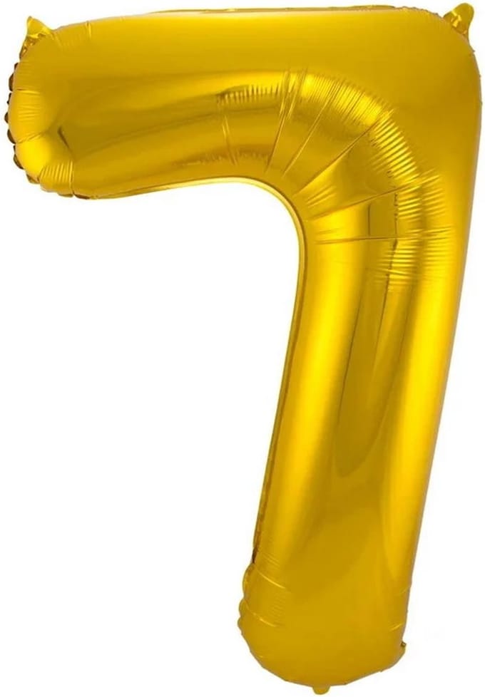 Folieballon - cijfer 7 - goud - 87cm