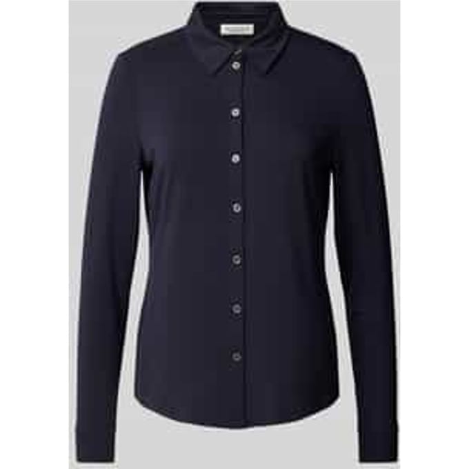 Overhemdblouse van viscosemix met platte kraag