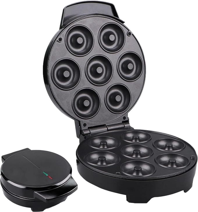 Donut Maker Machine - Mini Donut Makers - Zelfgemaakte Snacks Maken - Antiaanbaklaag - 7 Gaten - Wit