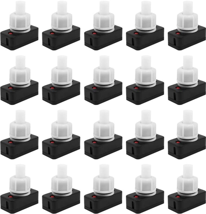 20 Stuks Drukknop Schakelaar voor Verlichting - Aan/Uit Lichtschakelaar 1A 250V