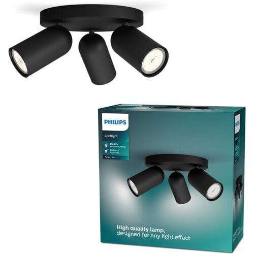 Philips Pongee opbouwspot - 3-lichts - zwart