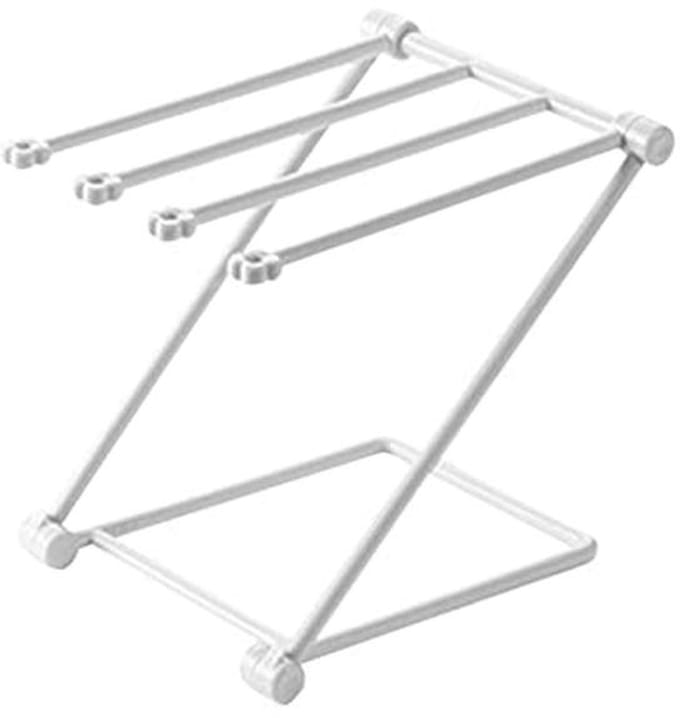 Countertop Dishcloth Drying Rack Foldable Dishcloth Holder Washcloth Holder 4 Arms Towel Stand Dishcloth Storage Holder for Kitchen(Light Gray)