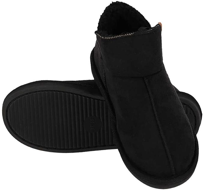 Apollo dames sloffen - instappers - zwart - suede look - hoog model - pantoffels - harde zool 37-38