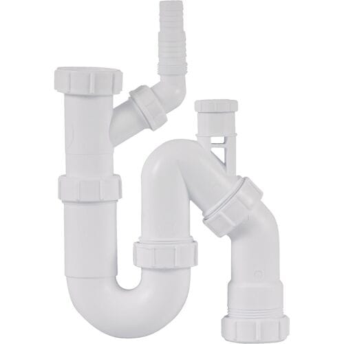 McAlpine universeel sifon PP model S en P met beluchter en wasmachine aansluiting 1 1/2x40mm - wit (0053770)