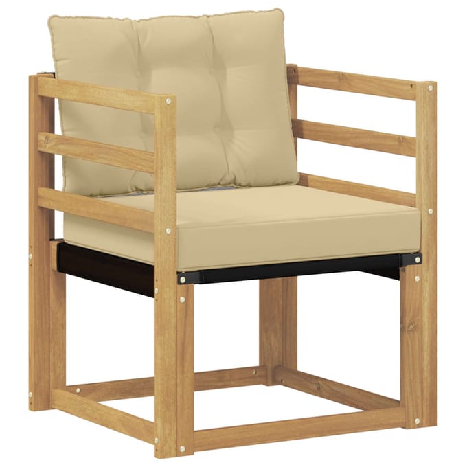 vidaXL - Buitensofa - Massief - Acaciahout - en - Textilene - Wit