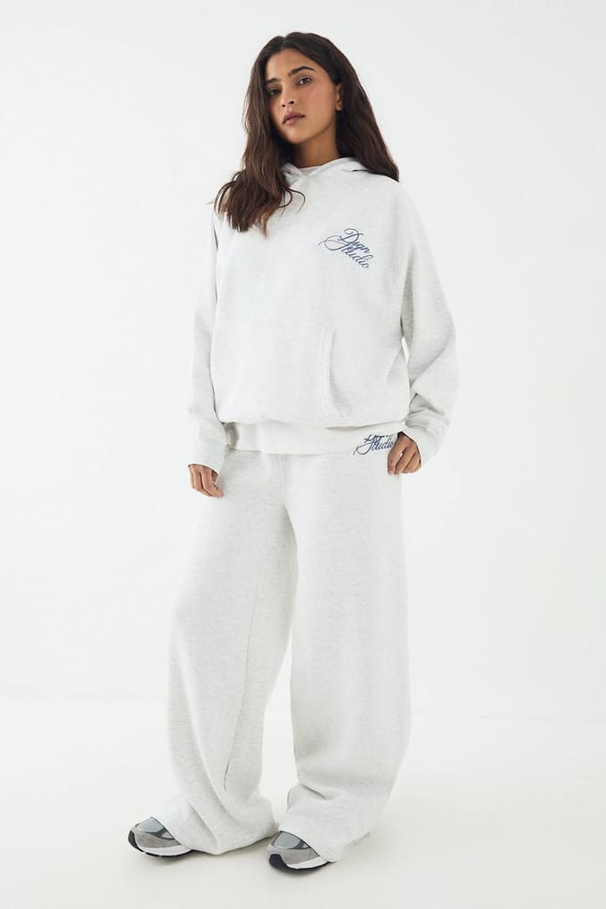 boohoo Dames DSGN Studio Contrast Script Jogger met rechte pijpen | Ash Grey | Maat: XL