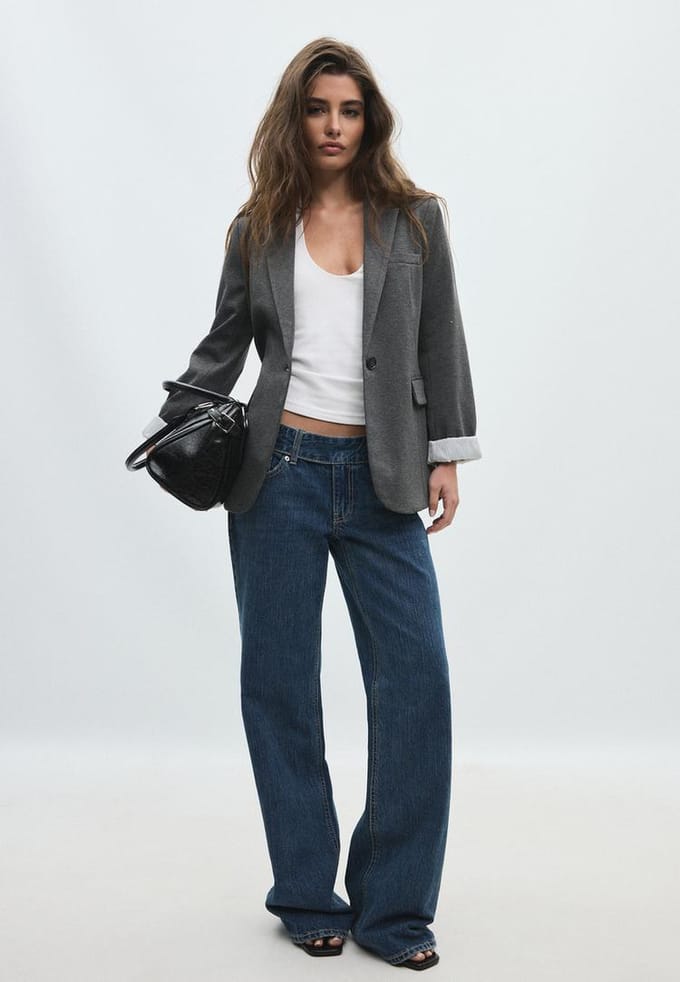 Stradivarius Regular pied-de-poule blazer  Grijs XS