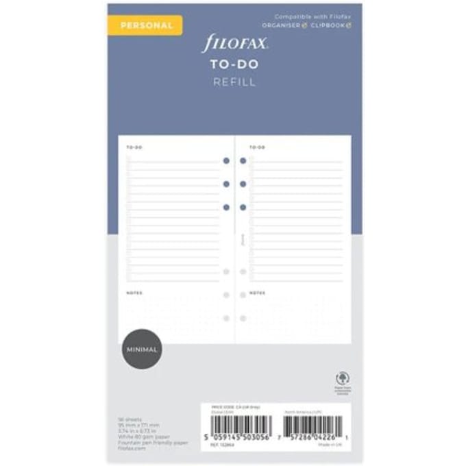 Filofax organiser interieur, formaat personal, to do