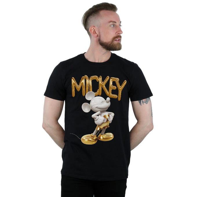Disney Heren Mickey Mouse Gouden standbeeld T-Shirt (Zwart)
