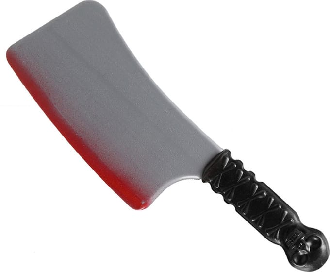 Atosa Groot killer cleaver mes - plastic - 38 cm - Halloween verkleed wapens - met vers bloed