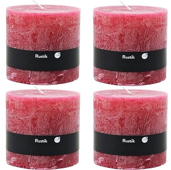 Rustieke stompkaarsen set van 4 - 10x10 cm, geen roet, ideaal voor adventskrans