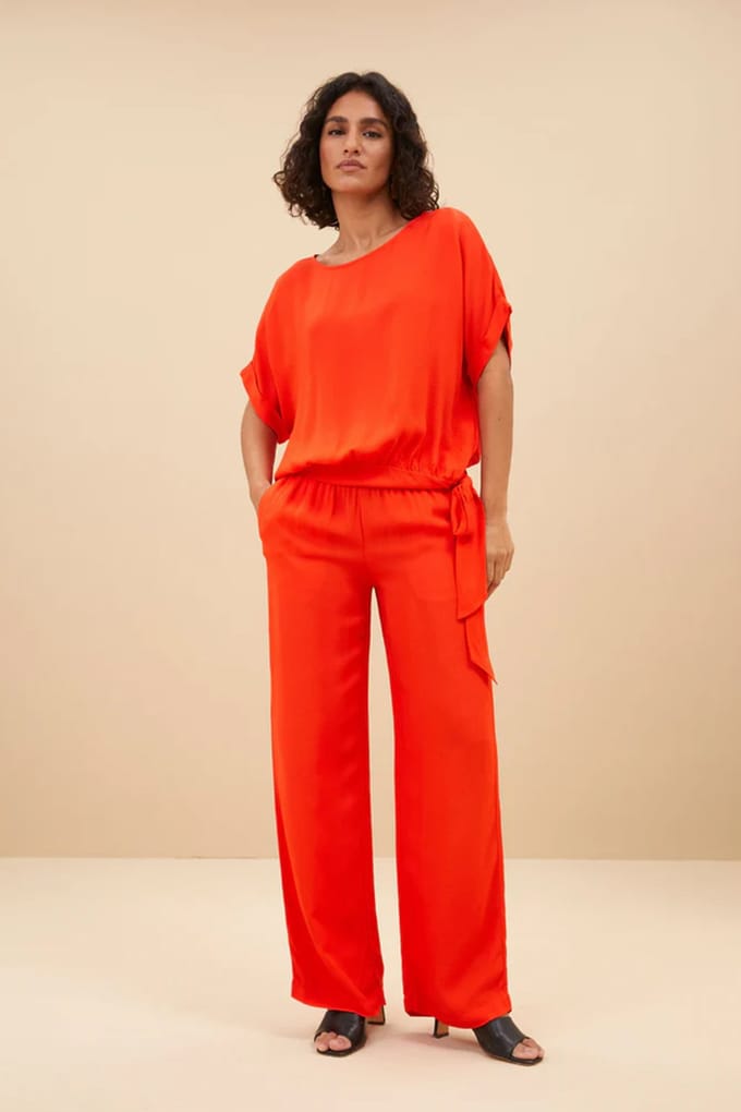 By-Bar Robyn Satin Stripe Pant Bright Poppy Größe: XS | Jumpsuits Outlet | Damen