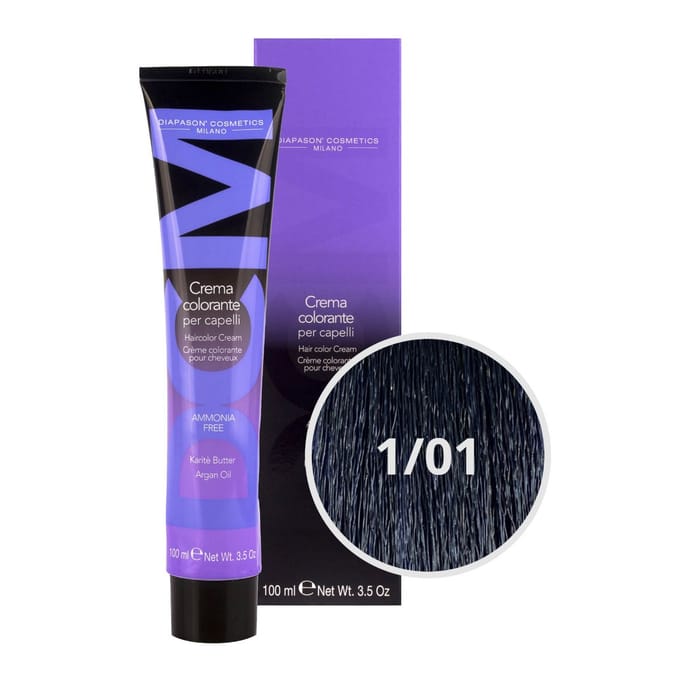 DCM Hair Color Cream Ammonia Free 1/01 Ash 100ml