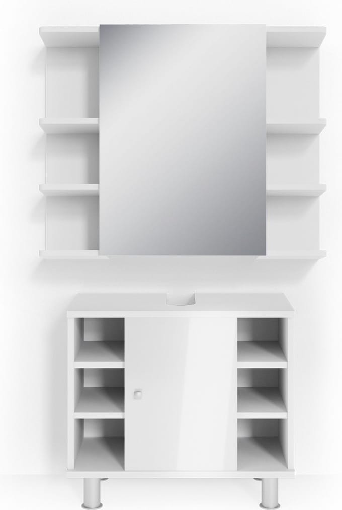 Vicco Badkamermeubel set Fynn, Wit Hoogglans, 2-delig
