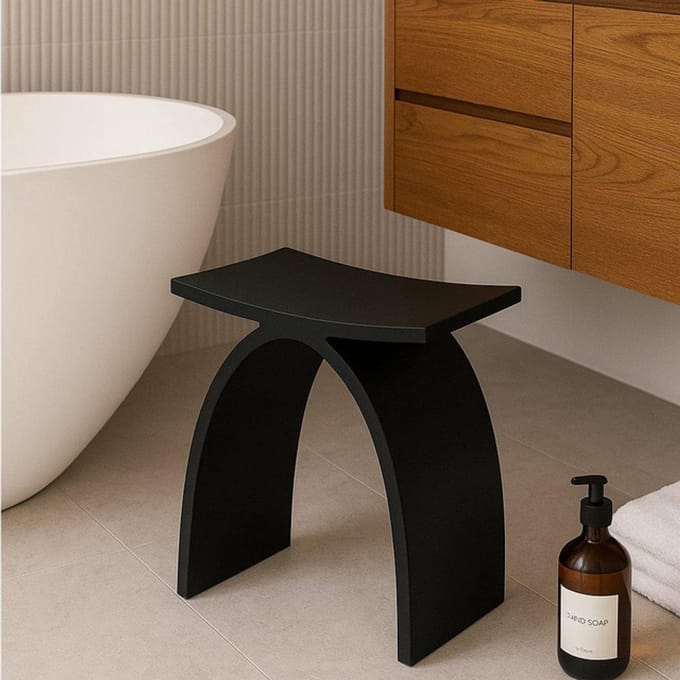Fugaflow Caria Badkamerkrukje - 42.5x23x42cm - solid surface - mat zwart -