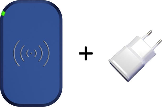 Draadloze Qi Smartphone oplader met 3 coils - 10W - Incl. AC adapter - Blauw
