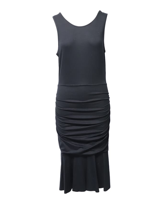 Mouwloze, geplooide midi-jurk van Diane Von Furstenberg in zwarte viscose.