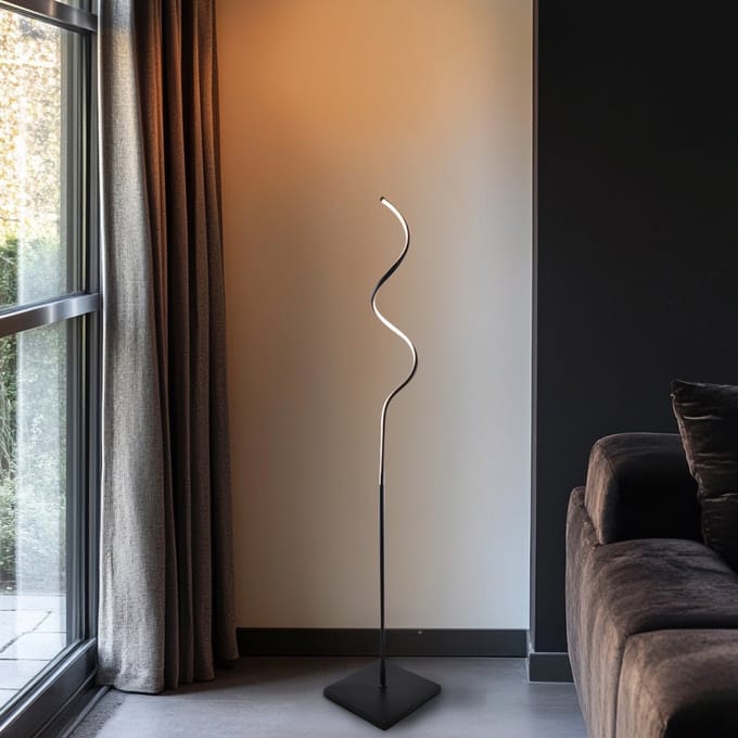 Olucia - GIORGIO - Vloerlamp - Zwart / Wit - Vorm: Overig