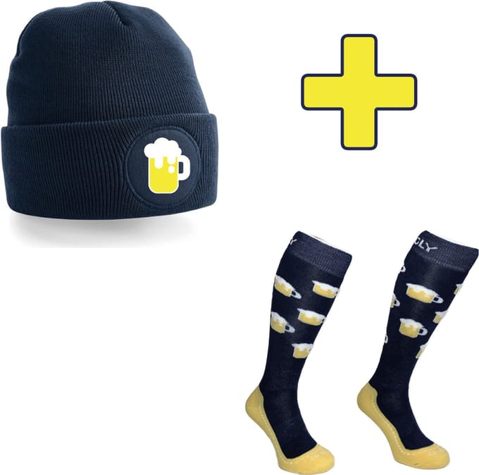 Hingly Combipakket muts & wintersport sokken Bier maat 43-46