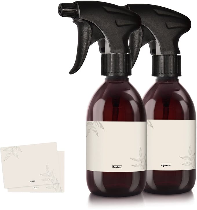 Oputec 2x 300ml sprayflessen – bruin – lege sprayflessen met ergonomische sproeikop