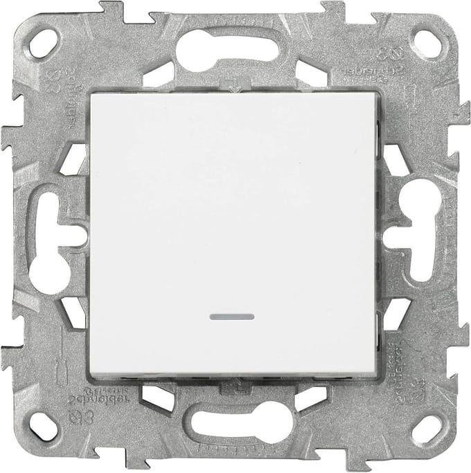 Drukknop met Indicator - Lichtschakelaar Wisselschakelaar - Verlichting Bediening - Visuele Status Indicatie - 60 x 60 mm - Wit