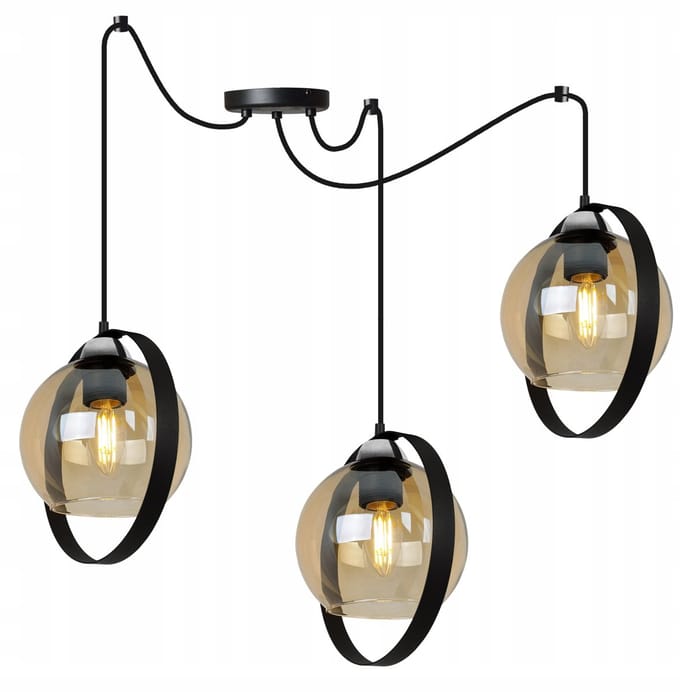 Light-Home SPIDER RING HAGA 2346/3/M – Hanglamp – Zwart/Goud/Chroom – Glas – Modern Design – LED