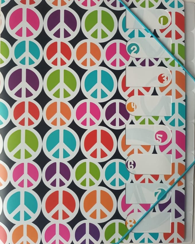 Elastomap - Dossiermap - Viquel - A4 - PP - 8 Tabs Vaks - Peace - Love - 995951 - Elastieken - Multikleur