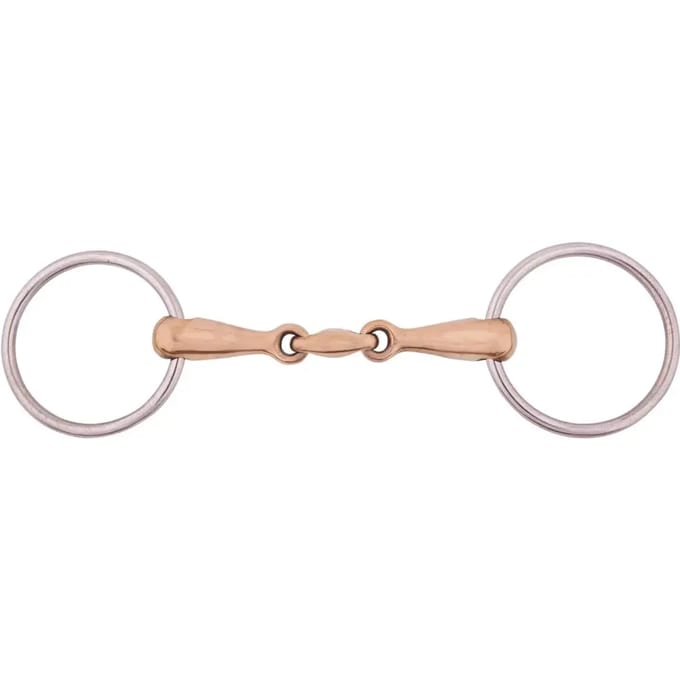 Dubbel snaffle bit voor massief roestvrij paard BR Equitation Cuprion