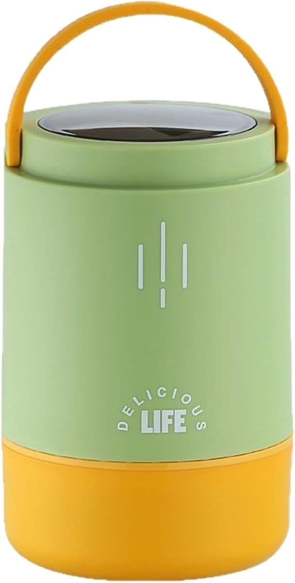 Voedselcontainer - Thermosfles Lunchbox - Warme maaltijden buiten - Drielaags ontwerp - 900 ml - Groen