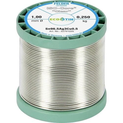 Felder ISO-Core Clear SAC305 Soldeertin Spoel Sn96,5Ag3Cu0,5 0.250 kg 1 mm