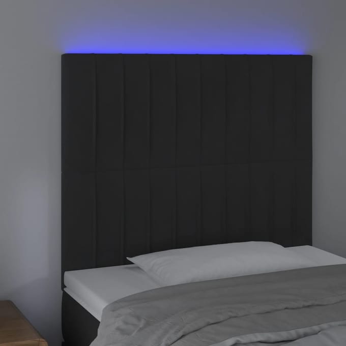 vidaXL - Hoofdbord - LED - 80x5x118/128 - cm - fluweel - zwart