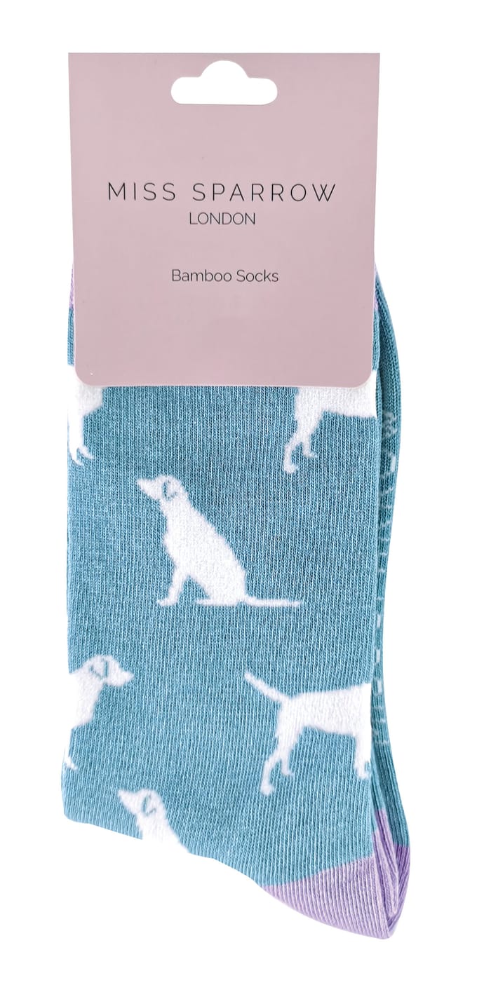 Miss Sparrow - Dames Dog Design BamboeSokken - Labrador (Blauw)