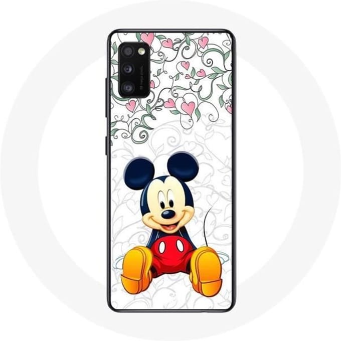 Coque Samsung Galaxy A41 Mickey Mouse Fleurs Cœurs