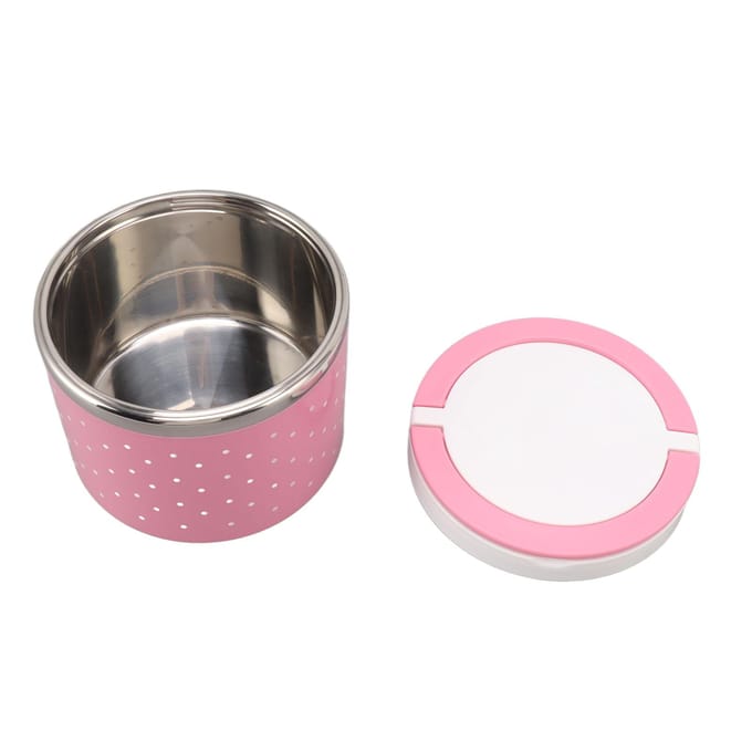 Ronde Geïsoleerde Lunchbox Lekdicht Draagbaar Groot Thermisch Voedselcontainer voor School Kantoor L(for 6.5-9kg) roze