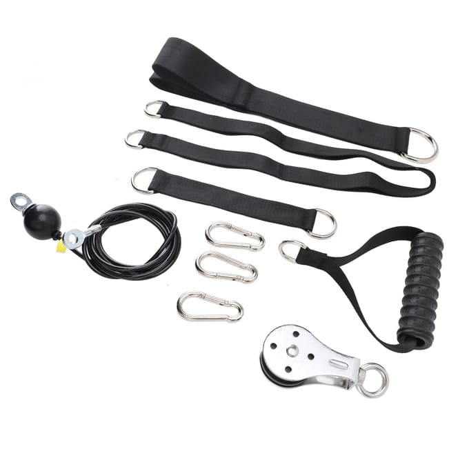 Pull Down Katrolsysteem 2m Staalkabel Triceps Pull Down Hulpstuk Thuisgym Katrolsysteem black
