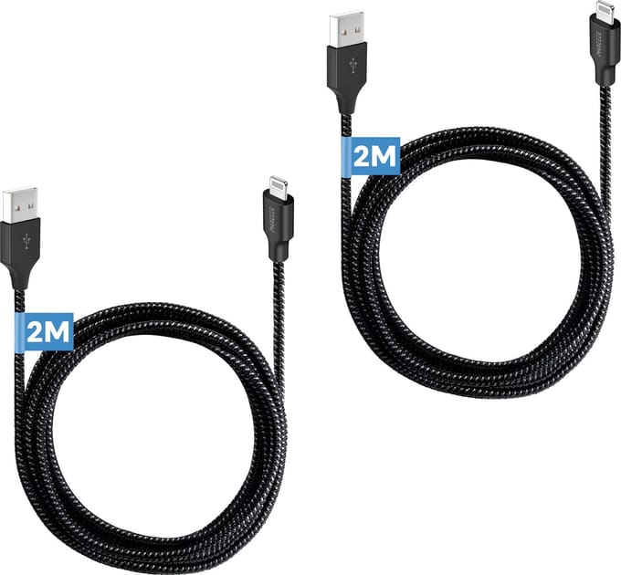 Usb Kabel geschikt voor iPhone 14 t/m 7 - 2m - Stevig nylon