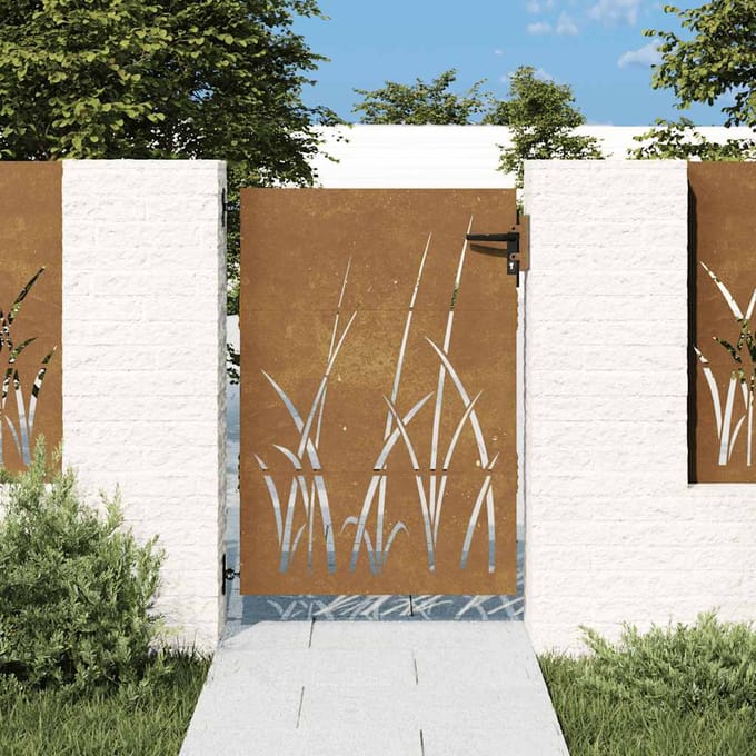 vidaXL - Poort - 85x125 - cm - grasontwerp - cortenstaal